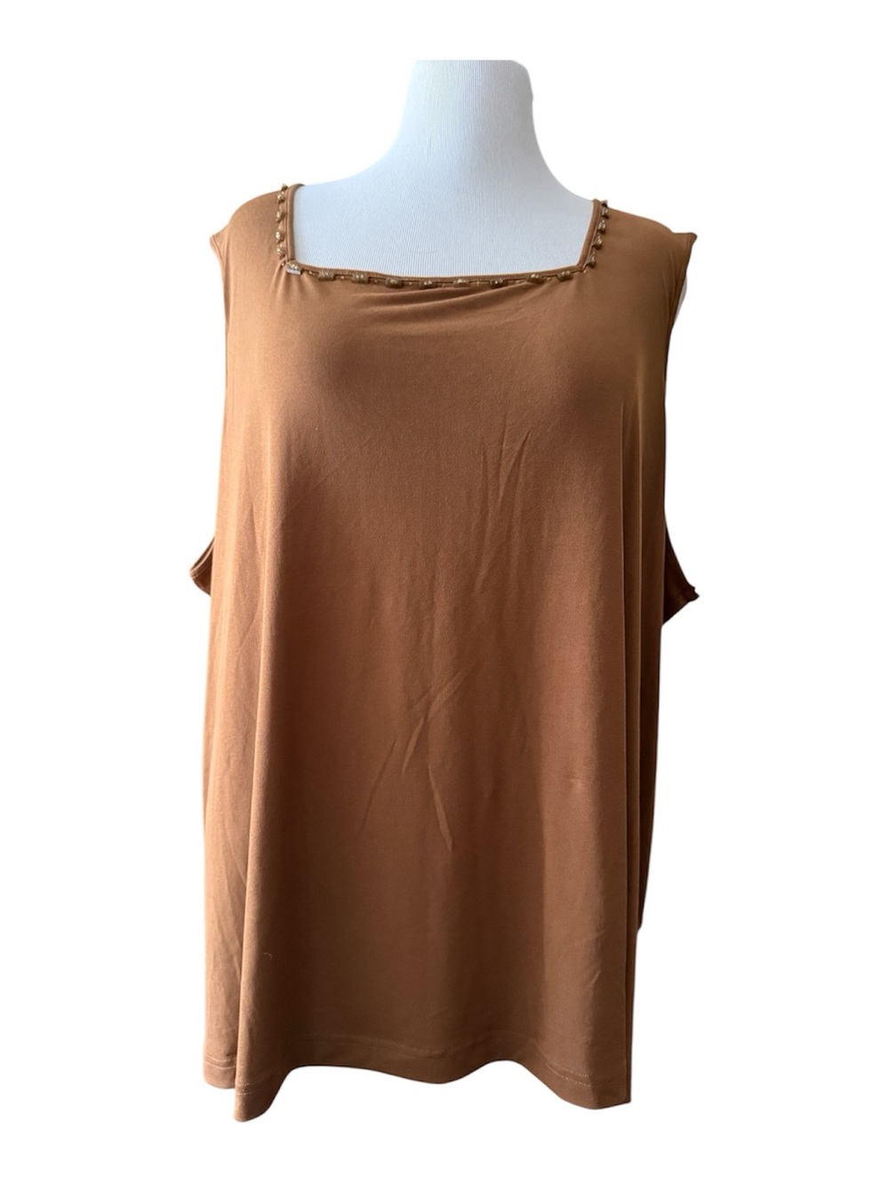 Maggie Barnes Sleeveless Square-Neck Tank — Brown / Women’s 30/32